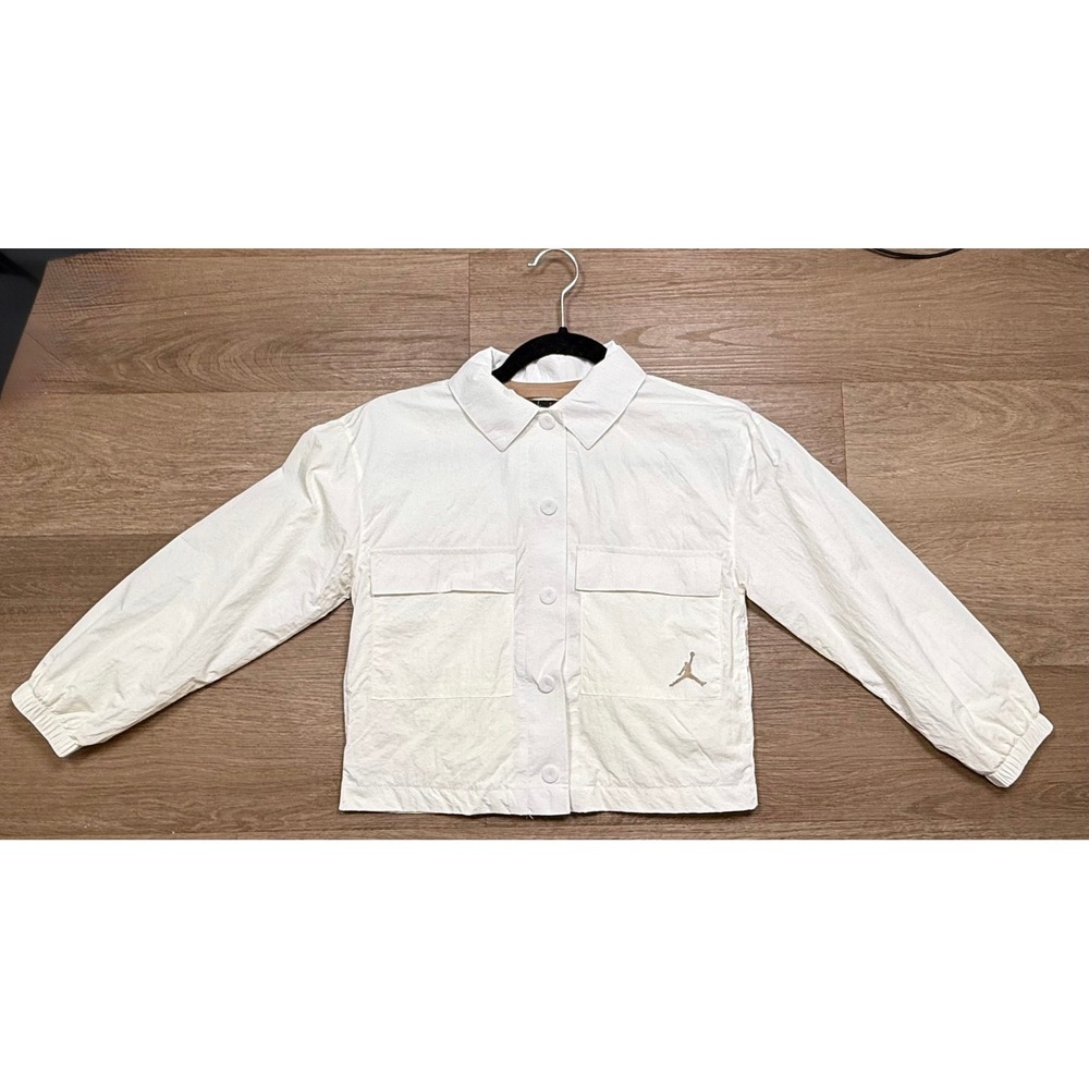 Nike Air Jordan Kids Jacket Flight Graphic White Snap Button 8-10Y